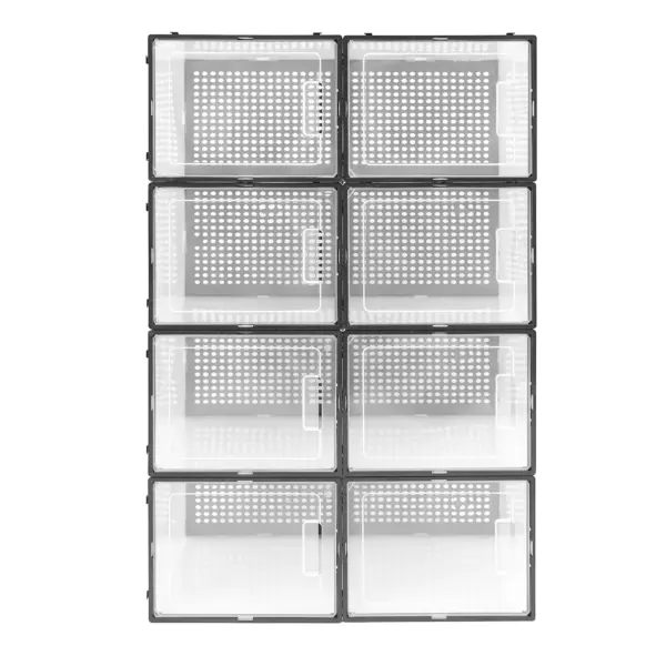 Grande boîte de rangement pour chaussures, 8 pièces, armoire à chaussures transparente en plastique PP, résistant à l'humidité et à la poussière, organisateur moderne noir pour taille 44