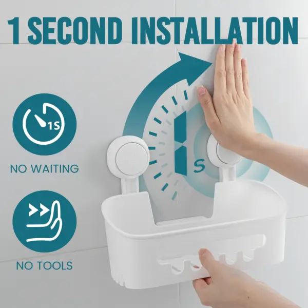 TAILI éTagèRe de Douche Robuste avec Ventouse sous vide, Panier de Rangement Amovible sans PerçAge pour Shampoing et Articles de Toilette Organisateur de Cuisine, Salle de Bain, Chambre à Coucher