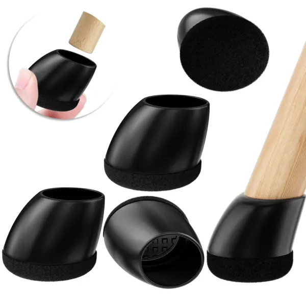 Couvre-pieds de chaise en Silicone, 16 pièces, pieds de chaise inclinés ronds antidérapants pour 15 ° -25 °   avec coussinets en feutre pour plancher en bois dur, sans bruit, sans rayures