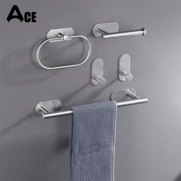 Porte-serviettes de bain en acier inoxydable 304, anneau porte-serviettes, porte-papier hygiénique, or brossé, ensemble d'accessoires de quincaillerie de salle de bains