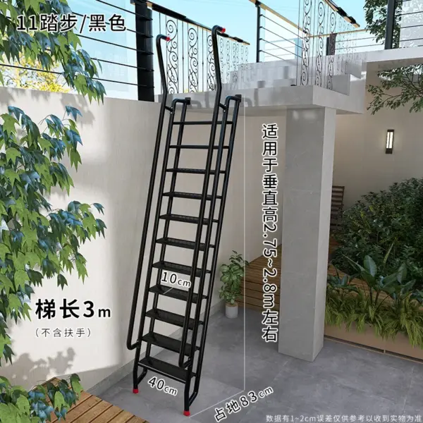 Échelle domestique en acier au carbone, escaliers de grenier, main courante extérieure, escaliers extérieurs, personnalisation spéciale de grenier
