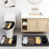 Ensemble de salle de bain chat de dessin animé mignon, tapis de contour doux et antidérapant, housse de toilette et tapis de baignoire pour une décoration intérieure confortable et amusante