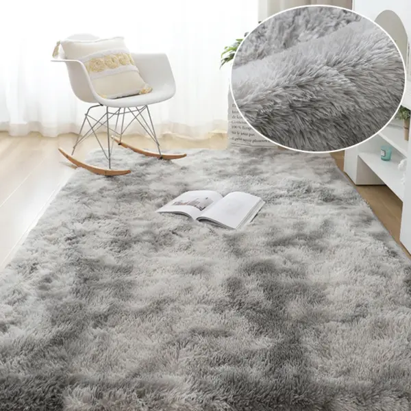 Tapis Gris en Peluche pour Salon et Chambre – Moelleux et Antidérapant