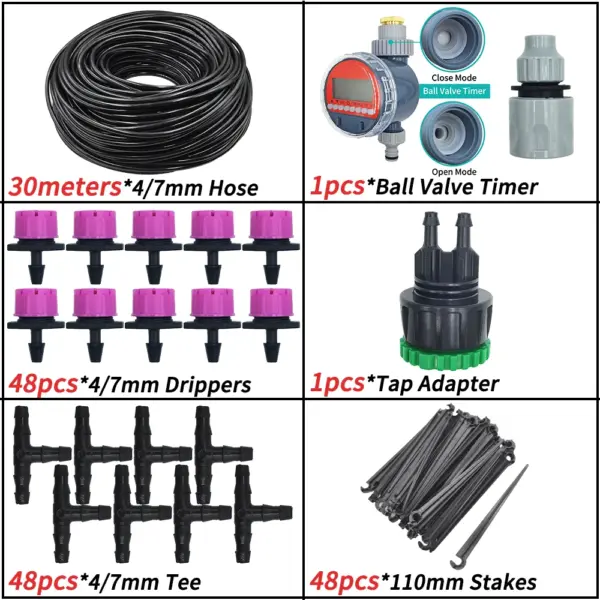 Kit de système d'arrosage automatique pour Micro Irrigation goutte-à-goutte de jardin, 5-50M, contrôleur de minuterie, bricolage, refroidissement par pulvérisation de brume pour plantes en pot