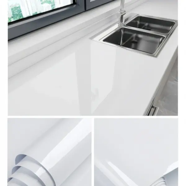 Papier peint mural blanc auto-adhésif en PVC – Étanche et résistant à la chaleur