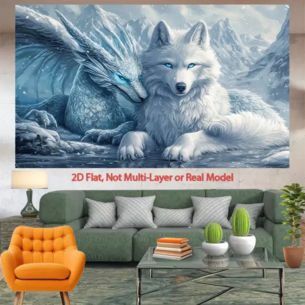 VIKAMA – tapisserie mythique nordique, loup blanc uni, Dragon glacé, arrière-plan de chambre à coucher, décoration de salon de Style nordique
