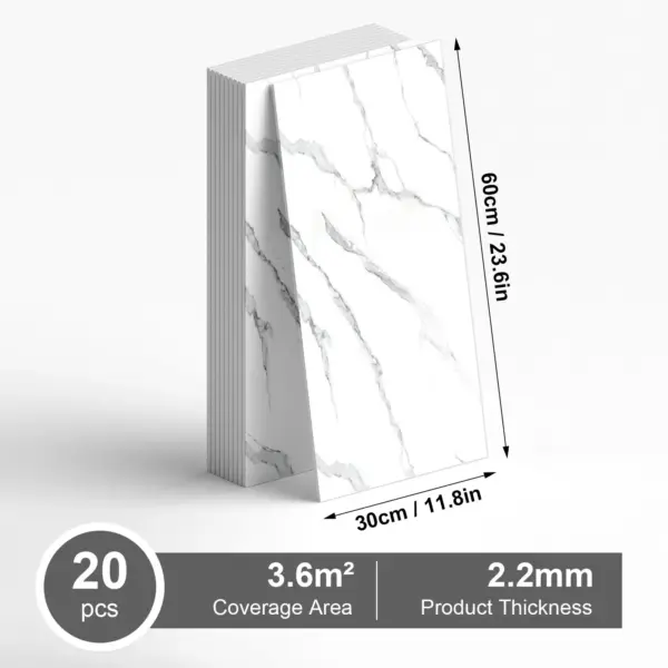 Carrelage adhésif mural 3D effet marbre – Autocollant vinyle pour mur, cuisine et salle de bain