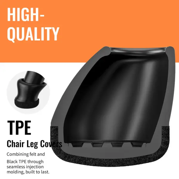 Couvre-pieds de chaise en Silicone, 16 pièces, pieds de chaise inclinés ronds antidérapants pour 15 ° -25 °   avec coussinets en feutre pour plancher en bois dur, sans bruit, sans rayures