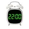 Réveil numérique à commande vocale, Double cloche, Super fort, pour dormir lourd, Mode nuit 12/24H, Table Anti-déruption nocturne, horloge LED