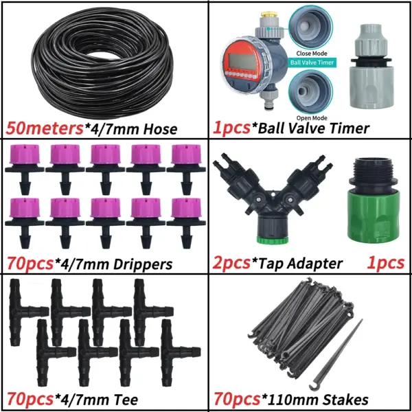 Kit de système d'arrosage automatique pour Micro Irrigation goutte-à-goutte de jardin, 5-50M, contrôleur de minuterie, bricolage, refroidissement par pulvérisation de brume pour plantes en pot