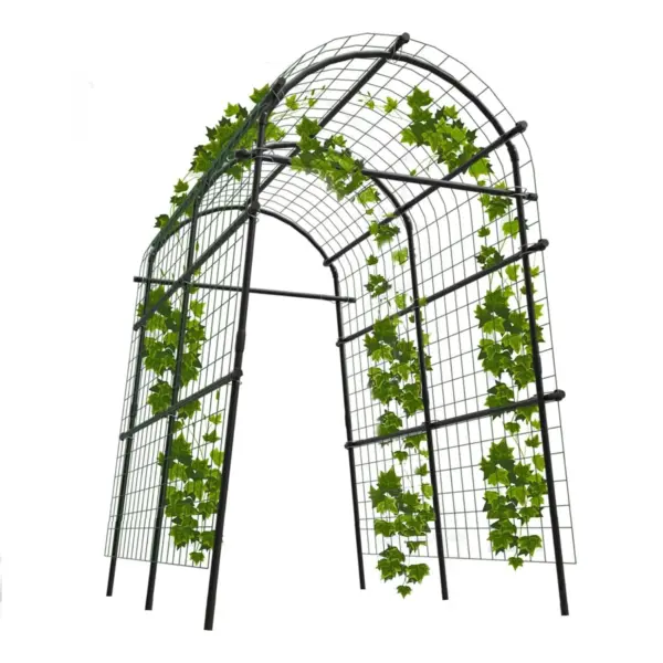 Arche de jardin extra haute de 7,5 pieds avec treillis et filet, en acier revêtu de polyéthylène, pour plantes grimpantes, légumes, pergola extérieure