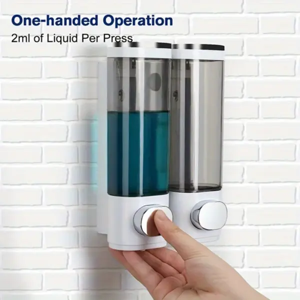 Distributeur de savon mural salle de bains 2 chambres, distributeur de savon liquide transparent pour douche, distributeur de shampoing et de revitalisant pour douche