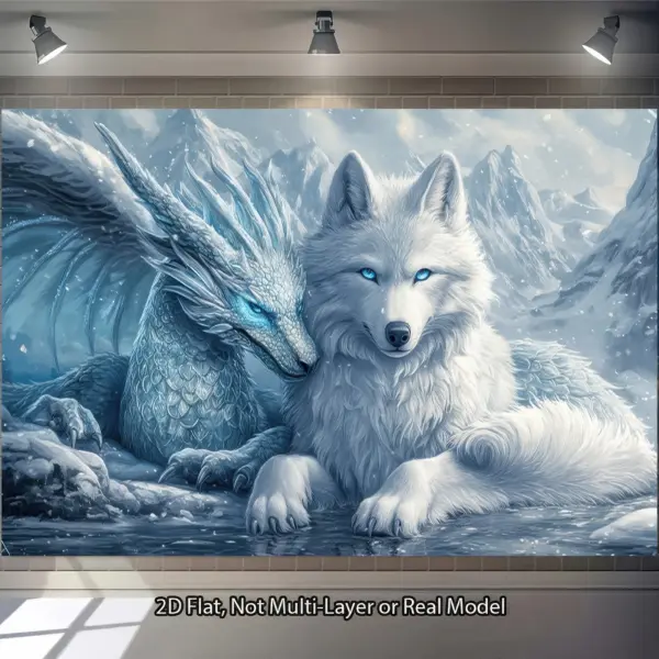 VIKAMA – tapisserie mythique nordique, loup blanc uni, Dragon glacé, arrière-plan de chambre à coucher, décoration de salon de Style nordique