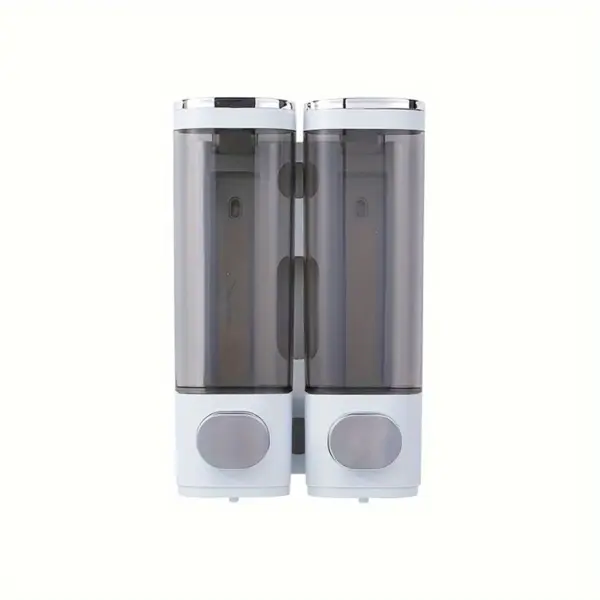 Distributeur de savon mural salle de bains 2 chambres, distributeur de savon liquide transparent pour douche, distributeur de shampoing et de revitalisant pour douche