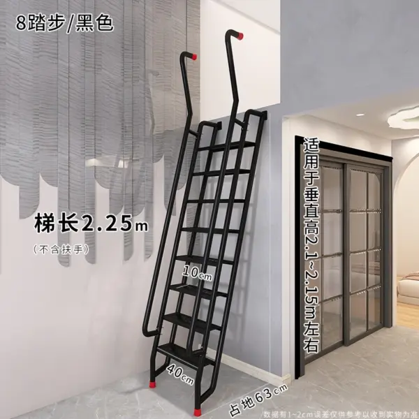 Échelle domestique en acier au carbone, escaliers de grenier, main courante extérieure, escaliers extérieurs, personnalisation spéciale de grenier