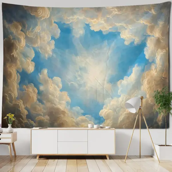Tapisserie murale Vintage avec personnage de ciel, plafond d'église européenne, affiche de fond de salon, décoration de Studio de dortoir de maison