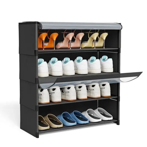 Étagère à chaussures, 8 compartiments, armoire à chaussures avec portes, pour 24 paires, étagère modulaire en plastique, pour entrée, chambre, couloir