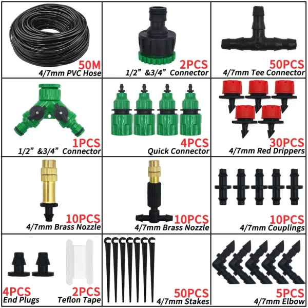 Kit de système d'arrosage automatique pour Micro Irrigation goutte-à-goutte de jardin, 5-50M, contrôleur de minuterie, bricolage, refroidissement par pulvérisation de brume pour plantes en pot