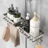 Support de salle de bain sans poinçon, étagère de salle de bain, espace de toilette en aluminium, sans perceuse, support suspendu, organisateur de salle de bain, accrocher au mur