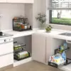 Ensemble de supports de rangement de cuisine sous évier, organisateur de tiroir coulissant en métal pour salle de bain, garde-manger et armoires, essentiel pour un usage domestique