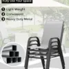 Ensemble de 4 chaises de patio empilables, chaises de salle à manger d'extérieur avec tissu textilène/structure en métal, pour terrasse, jardin, bord de piscine