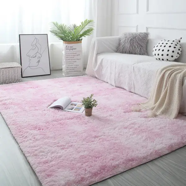Tapis de hall moelleux blanc, tapis épaissi, antidérapant, salon moderne, chambre à coucher, décoration d'intérieur, chambre d'enfant, rose, fourrure, lea