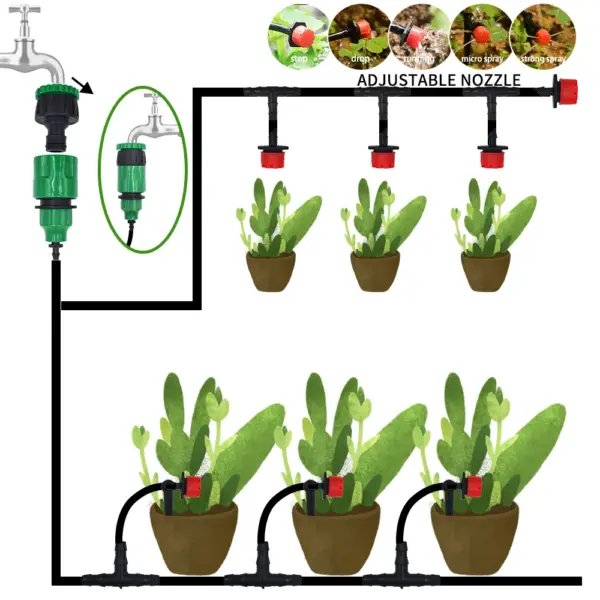Micro système d'irrigation goutte-à-goutte Portable 20M, arrosage automatique avec goutteurs réglables, Kits d'arrosage par brumisation, tuyau d'arrosage