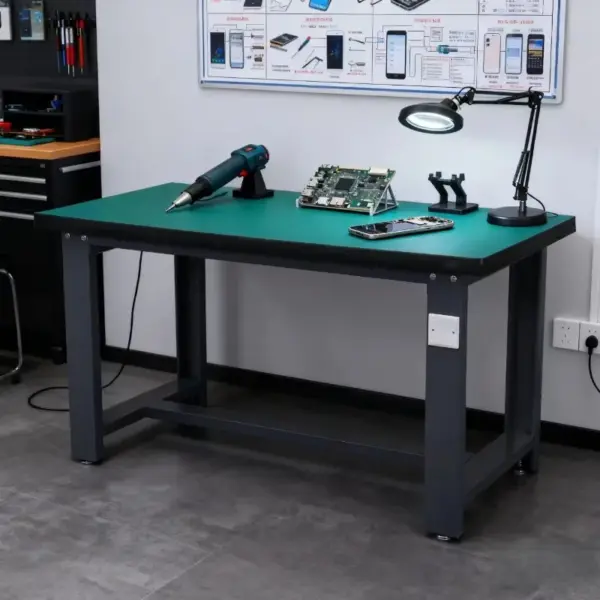 Établi en acier antistatique robuste L2100m, conception moderne pour l'entretien, quincaillerie de meubles d'atelier