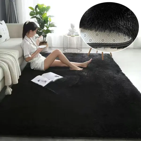 Tapis Gris en Peluche pour Salon et Chambre – Moelleux et Antidérapant