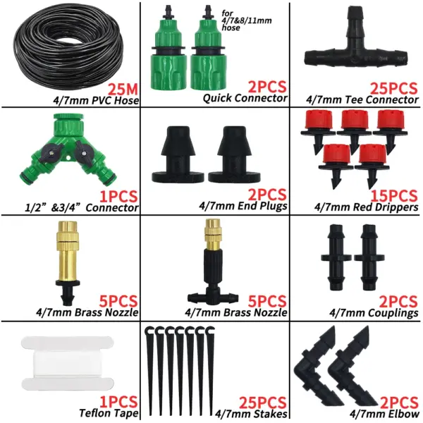 Kit de système d'arrosage automatique pour Micro Irrigation goutte-à-goutte de jardin, 5-50M, contrôleur de minuterie, bricolage, refroidissement par pulvérisation de brume pour plantes en pot