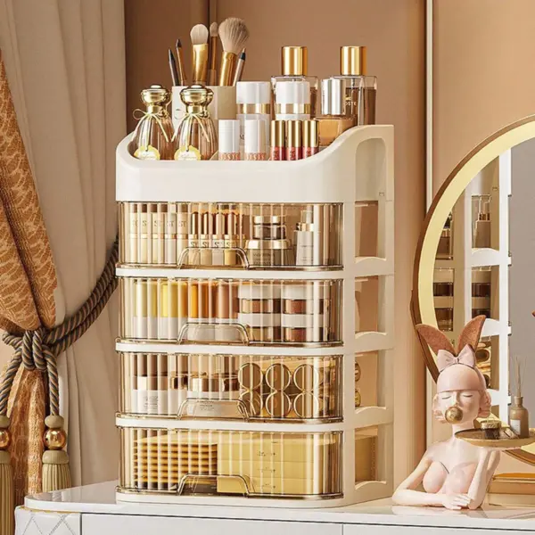 Boîte de rangement de maquillage multicouche 1 pièce, rangement de cosmétiques pour les soins de la peau, fard à paupières, Lotions rouge à lèvres, idéal pour commode, salle de bain, chambre à coucher
