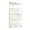 Rosahqnda vitrine en verre avec LED, vitrine sur pied à 4 niveaux, vitrine pour salon, chambre à coucher, entrée, blanc/noir