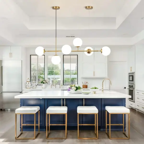 Luminaire Suspendu Linéaire à 6 Boules en Verre – Lustre Moderne pour Salle à Manger et Salon