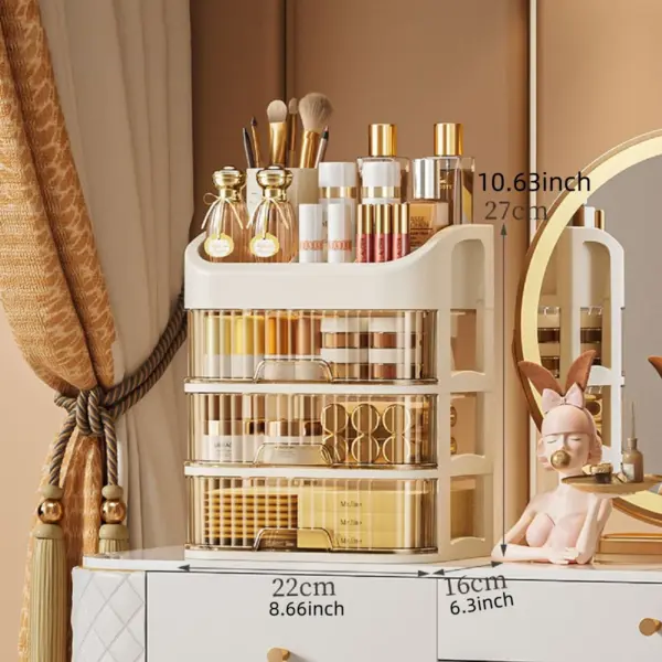 Boîte de rangement de maquillage multicouche 1 pièce, rangement de cosmétiques pour les soins de la peau, fard à paupières, Lotions rouge à lèvres, idéal pour commode, salle de bain, chambre à coucher
