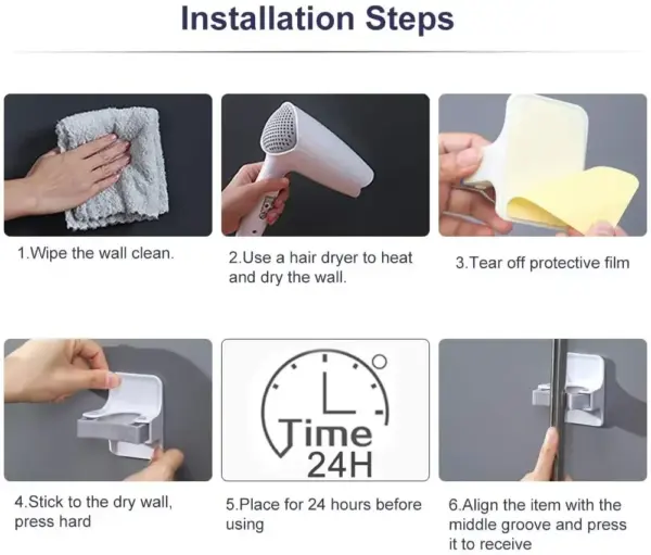 Support mural pour balai, pince à balai pour balai et cintre pour pelle à poussière pour la maison, la cuisine, le jardin, les systèmes de stockage de garage, 2 pièces