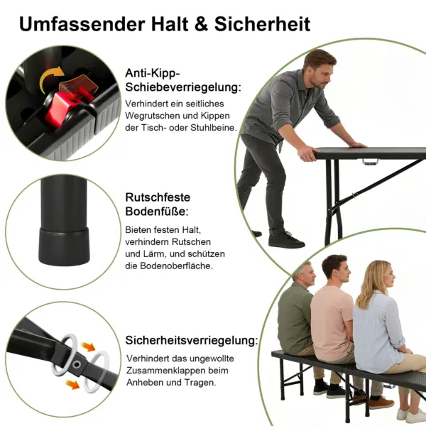 Ensemble de table de jardin pliable en rotin Devoko, stable, portable, imperméable, parfait pour le jardin, le balcon, le pique-nique et la terrasse