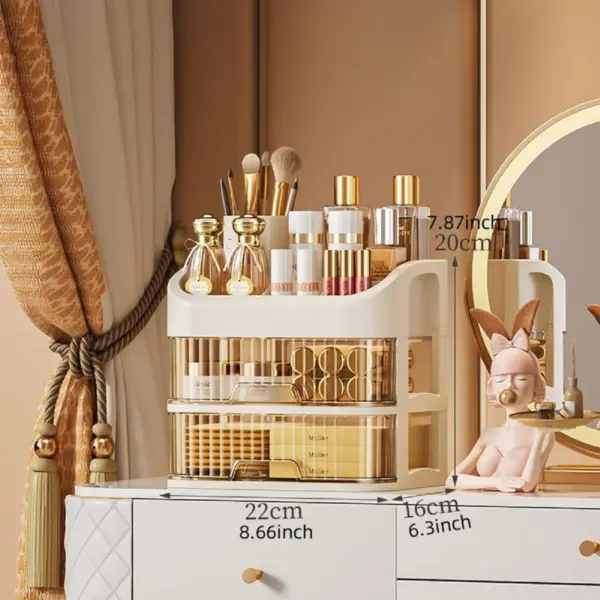 Boîte de rangement de maquillage multicouche 1 pièce, rangement de cosmétiques pour les soins de la peau, fard à paupières, Lotions rouge à lèvres, idéal pour commode, salle de bain, chambre à coucher