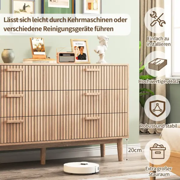 Rosahqnda Commode de style campagnard 4 ou 6 tiroirs rangement S armoire Protection contrebasculement Couleur bois