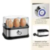 Cuiseur à Œufs Électrique 350W - Cuiseur Vapeur 6 Œufs avec Protection Anti-Sècheresse, Fonction Arrêt Automatique, pour Œufs Mollets/Mi-Cuits/Durs, Maïs Raviolis, Tasse à Mesurer, Mijoteuse Multifonction