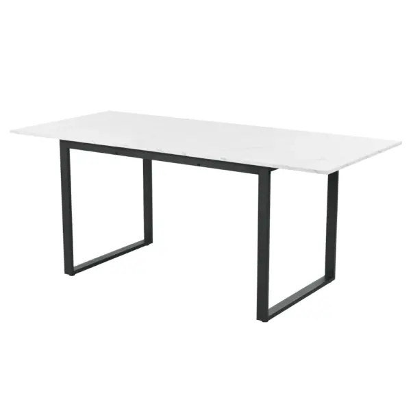 Table à manger télescopique (120-160 cm), table à manger extensible, table de cuisine peu encombrante, table à manger en marbre blanc