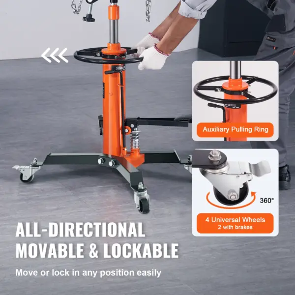 VEVOR Cric de transmission, cric de transmission hydraulique télescopique de 1322 lb, support de cric de sol à haute levée de 32"-67" avec pédale, roue pivotante à 360°, cric de transmission hydraulique pour garage/ate