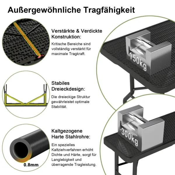 Ensemble de table de jardin pliable en rotin Devoko, stable, portable, imperméable, parfait pour le jardin, le balcon, le pique-nique et la terrasse