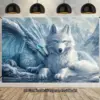 VIKAMA – tapisserie mythique nordique, loup blanc uni, Dragon glacé, arrière-plan de chambre à coucher, décoration de salon de Style nordique