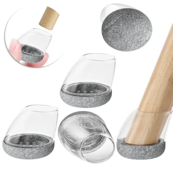 Couvre-pieds de chaise en Silicone, 16 pièces, pieds de chaise inclinés ronds antidérapants pour 15 ° -25 °   avec coussinets en feutre pour plancher en bois dur, sans bruit, sans rayures