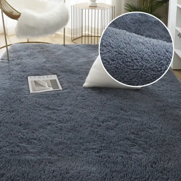 Tapis Gris en Peluche pour Salon et Chambre – Moelleux et Antidérapant