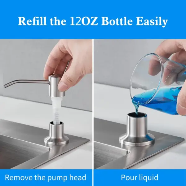 Distributeur de savon liquide pour évier de cuisine, pompe en acier inoxydable 350ML 500ML, bouteille de savon liquide, support d'évier, distributeur de savon à pression manuelle