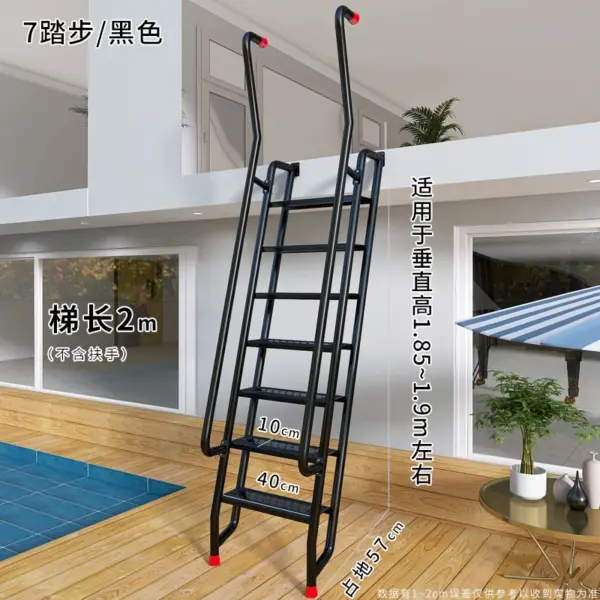 Échelle domestique en acier au carbone, escaliers de grenier, main courante extérieure, escaliers extérieurs, personnalisation spéciale de grenier