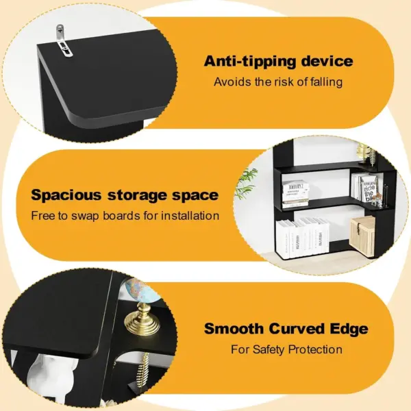 Étagères d'étude 5 niveaux en bois massif, bibliothèque d'angle avec bande lumineuse, étagère ouverte multifonctionnelle pour salon et maison