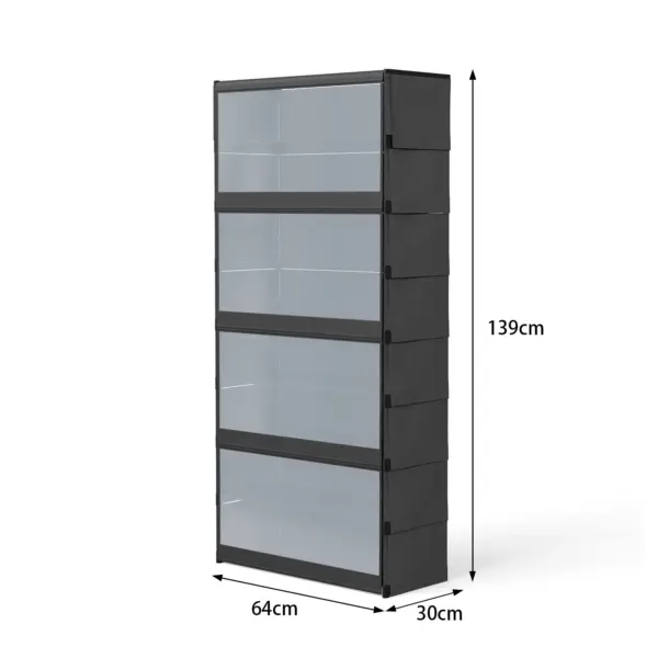 Étagère à chaussures, 8 compartiments, armoire à chaussures avec portes, pour 24 paires, étagère modulaire en plastique, pour entrée, chambre, couloir