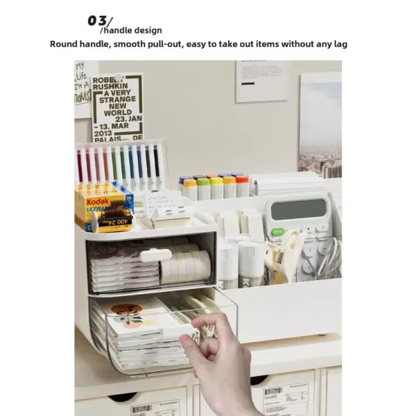 Boîte de rangement de bureau, 1 pièce, organisateur de cosmétiques avec tiroirs, porte-stylo, support de rangement de papeterie pour bureaux de bureau, tri de papeterie